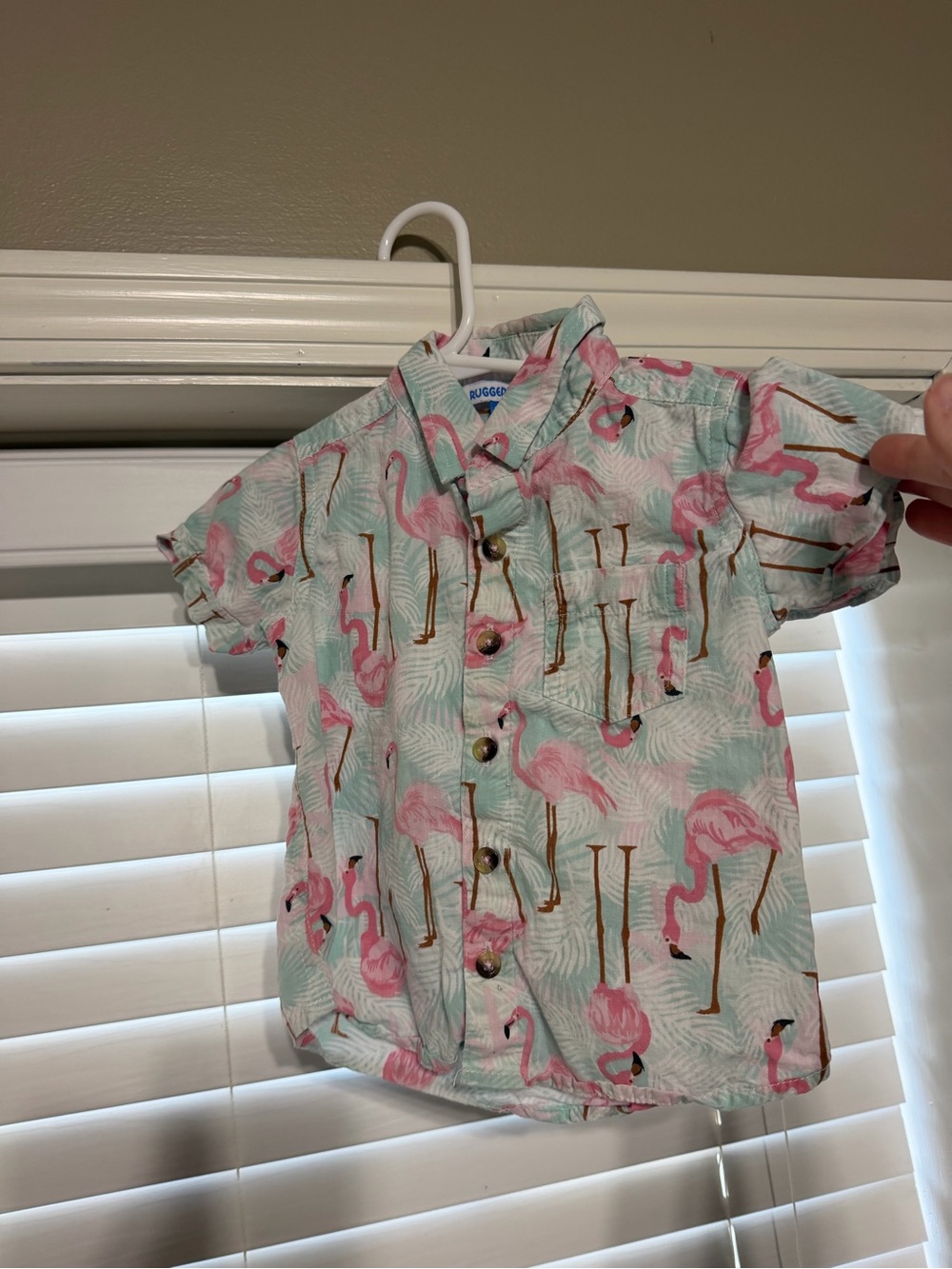 Rugged Butts Tropical Flamingo Short-Sleeve Shirt - Pink & Light Blue